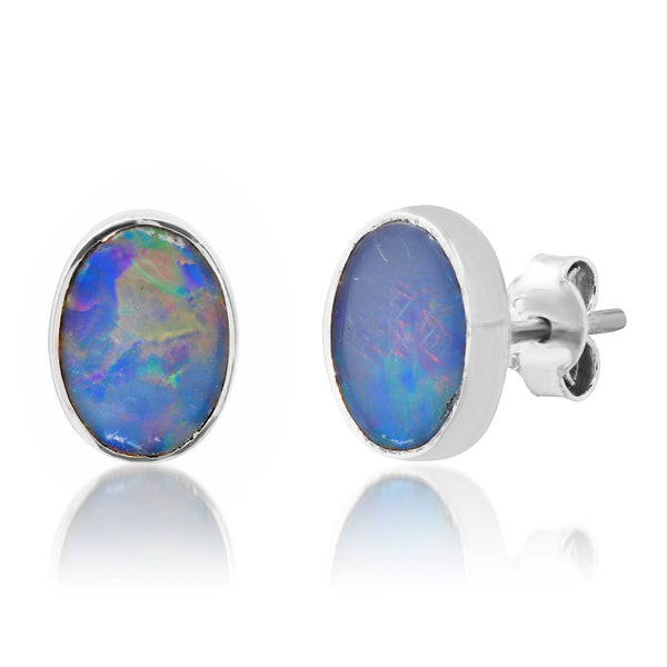 Oval Opal Earrings