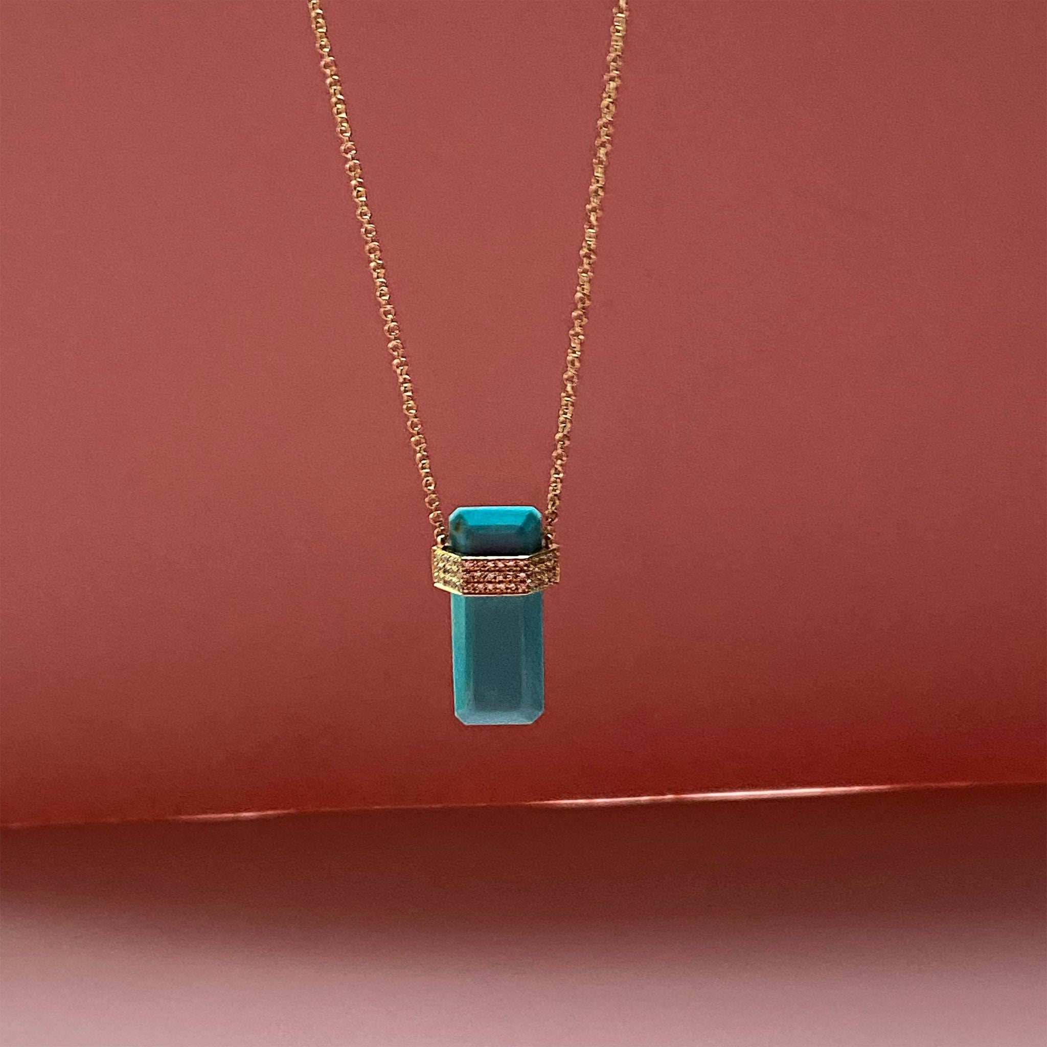 Turquoise & diamond bar necklace