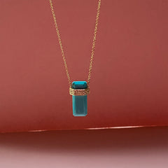 Turquoise & diamond bar necklace