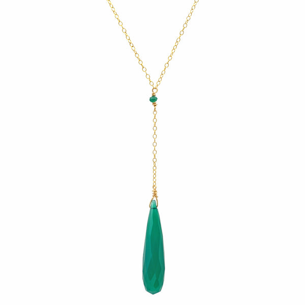 Green Onyx drop lariat