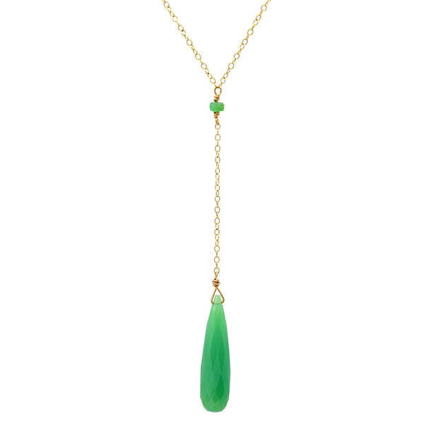 Chrysoprase drop lariat