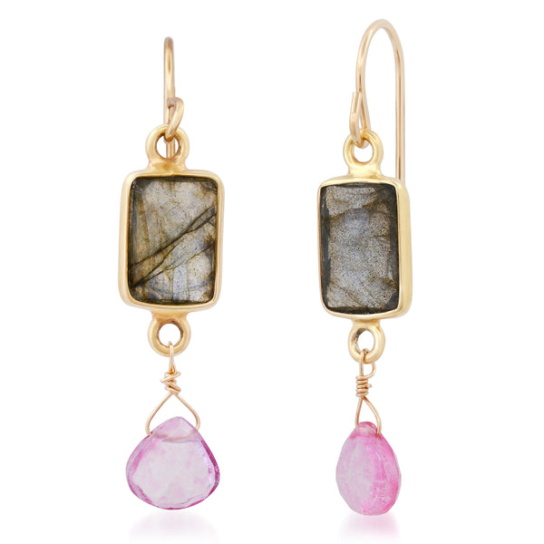 Labradorite & Pink Topaz Earrings